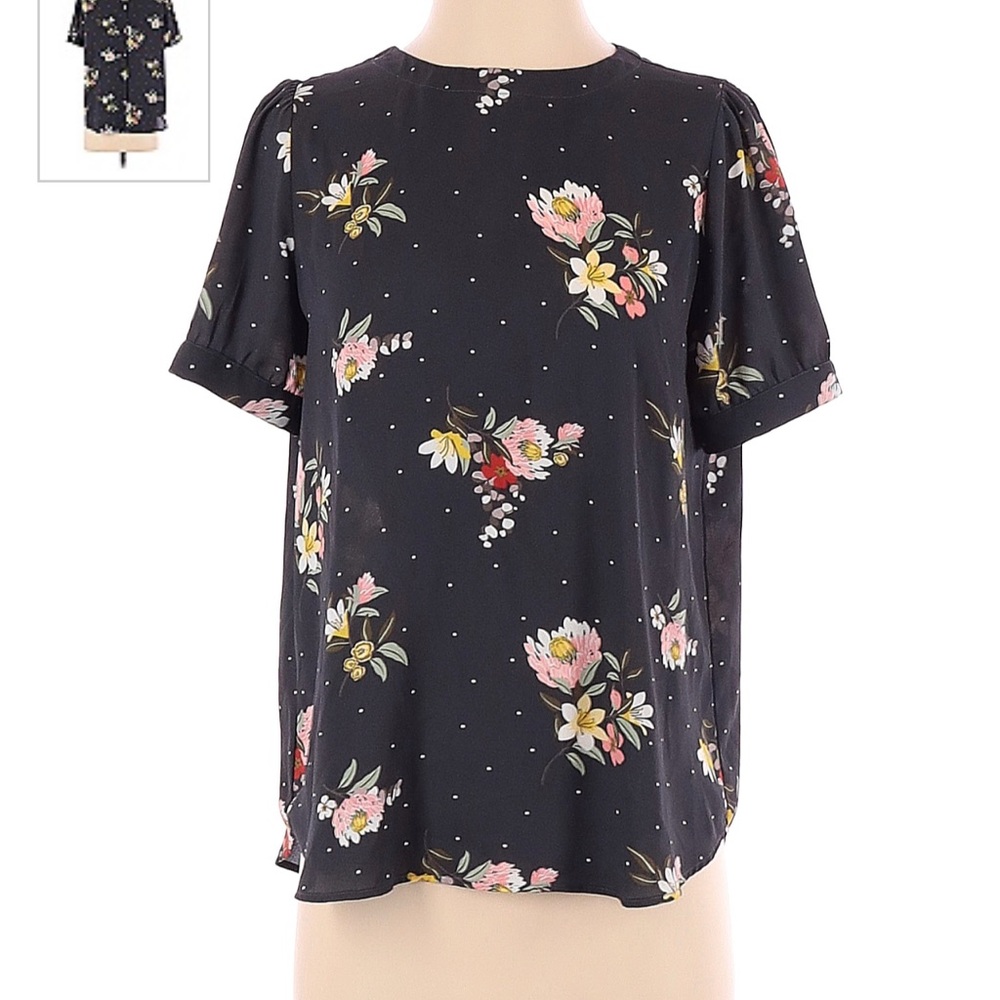 [Ann Taylor] Gray Floral Blouse